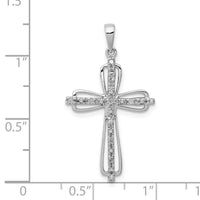 Sterling Silver Rhodium Plated Diamond Cross Pendant