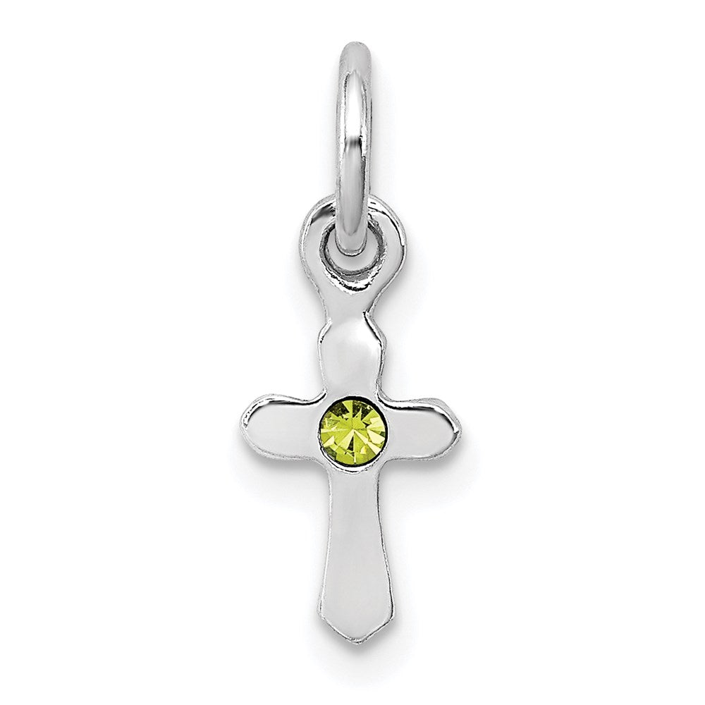 Sterling Silver RH-pltd  Aug Lt Green Preciosca Crystal Cross Penda