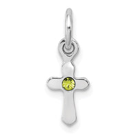 Sterling Silver RH-pltd  Aug Lt Green Preciosca Crystal Cross Penda