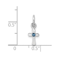 Sterling Silver RH-pltd Dec Blue Preciosca Crystal Cross Pendant