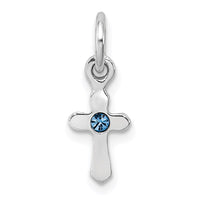 Sterling Silver RH-pltd Dec Blue Preciosca Crystal Cross Pendant