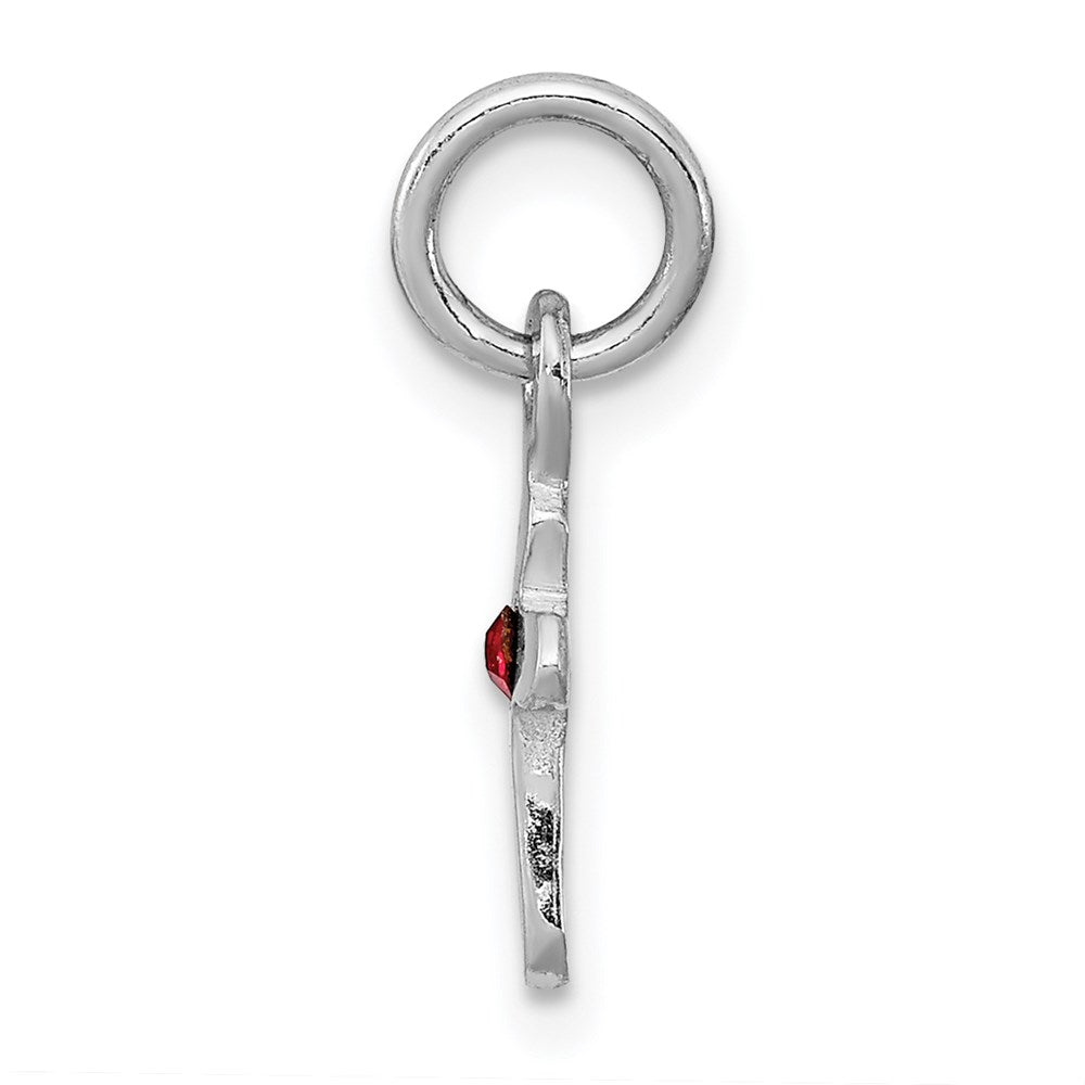 Sterling Silver RH-pltd Jan Red Preciosca Crystal Cross Pendant