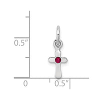Sterling Silver RH-pltd July Red Preciosca Crystal Cross Pendant