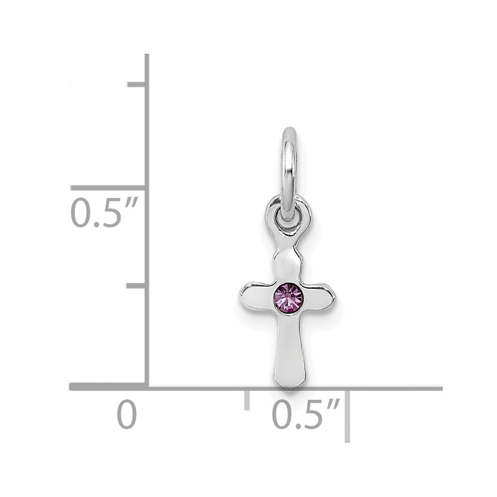 Sterling Silver RH-pltd June Preciosca Crystal Cross Pendant