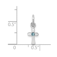 Sterling Silver RH-pltd Mar Lt Blue Preciosca Crystal Cross Pendan