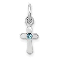 Sterling Silver RH-pltd Mar Lt Blue Preciosca Crystal Cross Pendan