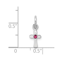 Sterling Silver RH-pltd Oct Pink Preciosca Crystal Cross Pendant