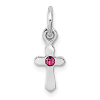 Sterling Silver RH-pltd Oct Pink Preciosca Crystal Cross Pendant