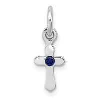 Sterling Silver RH-pltd Sept Blue Preciosca Crystal Cross Pendant