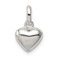 Sterling Silver Polished Pink Enamel Flower on Heart Pendant