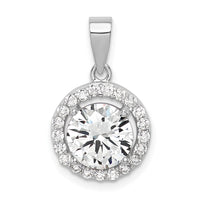 Sterling Silver Rhodium-plated Polished CZ Halo Pendant