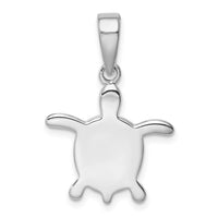 Sterling Silver Rhodium-plated Created Blue Opal Turtle Pendant