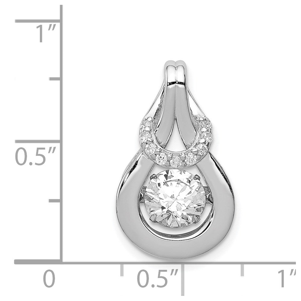 Sterling Silver Platinum-plated Vibrant CZ Knot Pendant