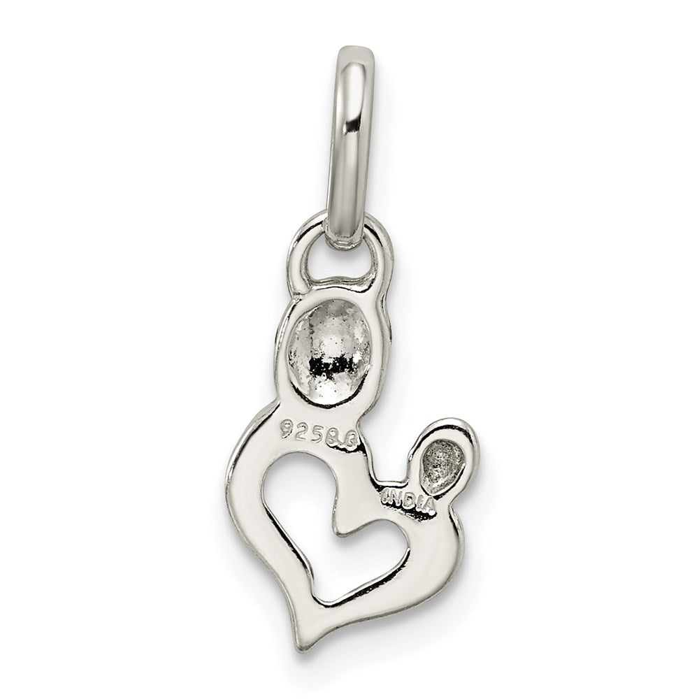 Sterling Silver Polished Mother and Baby Heart Charm
