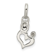 Sterling Silver Polished Mother and Baby Heart Charm