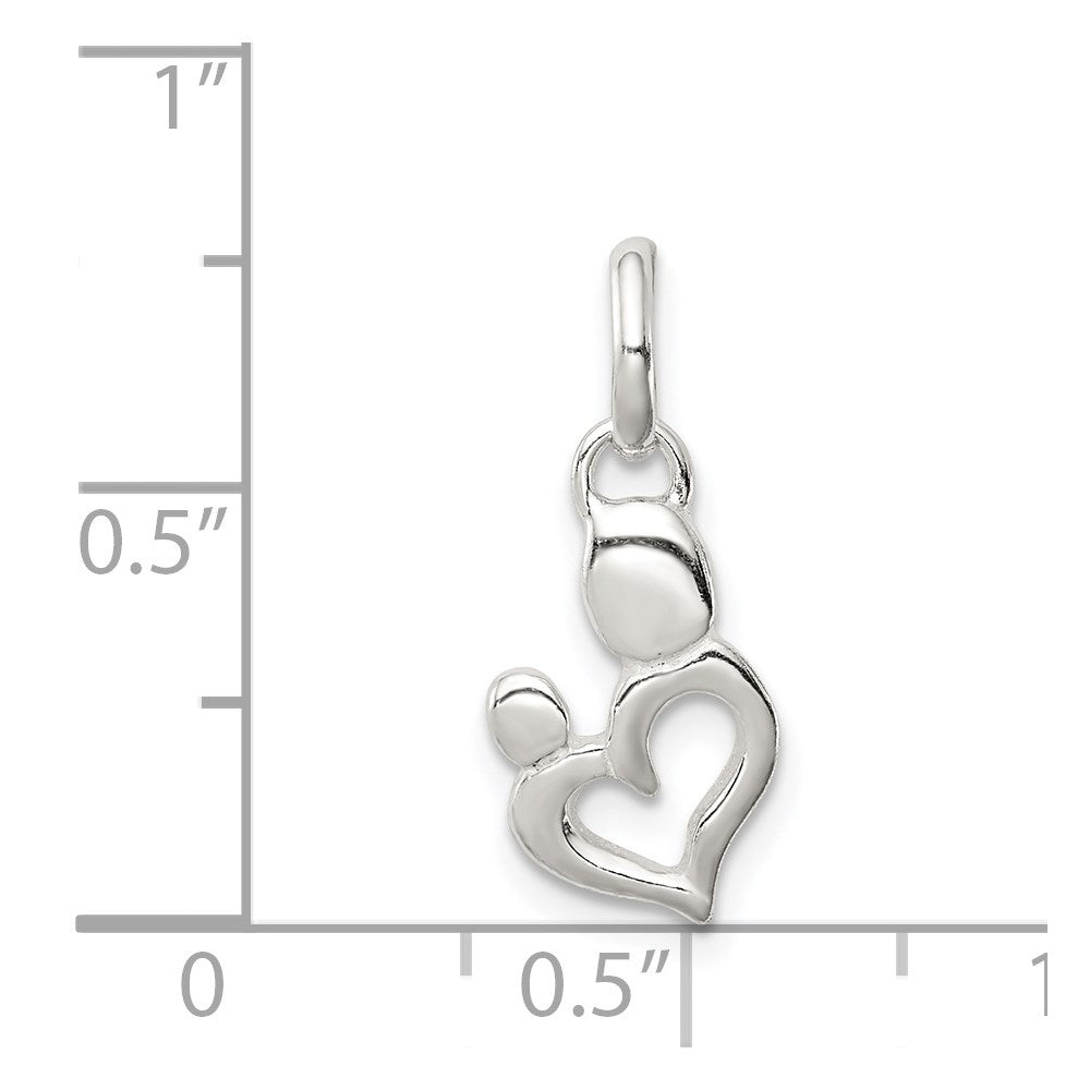 Sterling Silver Polished Mother and Baby Heart Charm