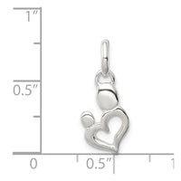 Sterling Silver Polished Mother and Baby Heart Charm
