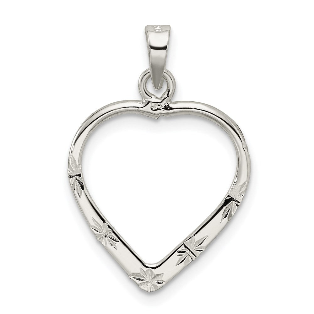 Sterling Silver Polished & D/C Heart Pendant