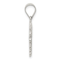 Sterling Silver Polished Mini Floral Center Heart Pendant