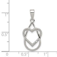 Sterling Silver Rhodium-plated Polished CZ Heart Pendant