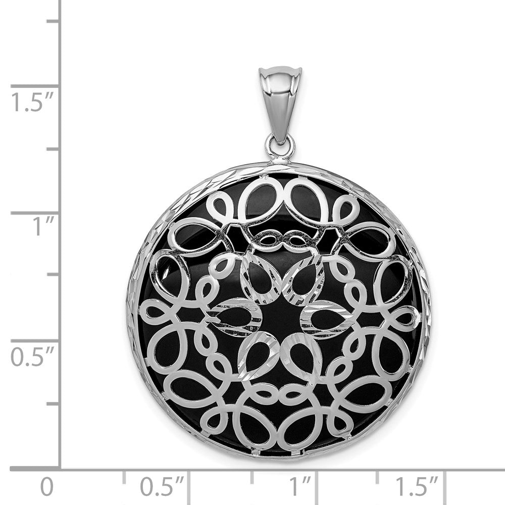 Sterling Silver Rhodium-plated D/C Onyx Pendant
