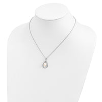 Sterling Silver Rhodium-plated 7-8mm White FWC Pearl Pendant Necklace