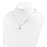 Sterling Silver Rhodium-plated 8-9mm White FWC Pearl CZ Pendant Necklace