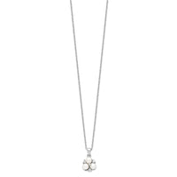 Sterling Silver Rhodium-plated 5-6mm White FW Cultured 3-Pearl CZ Necklace
