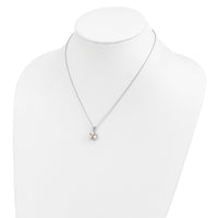 Sterling Silver Rhodium-plated 5-6mm White FW Cultured 3-Pearl CZ Necklace