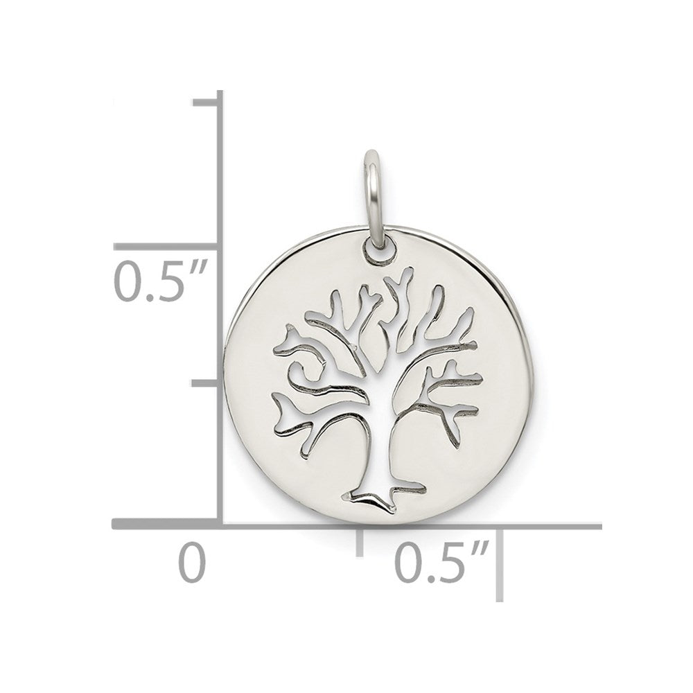 Sterling Silver Polished Tree Cut-out Charm
