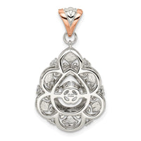 Sterling Silver Plat-plate Rose-tone Vibrant CZ Fancy Penda