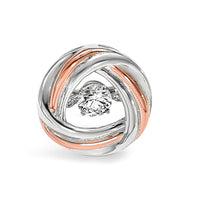Sterling Silver Platium-plated Rose-tone Vibrant CZ Chain Slide