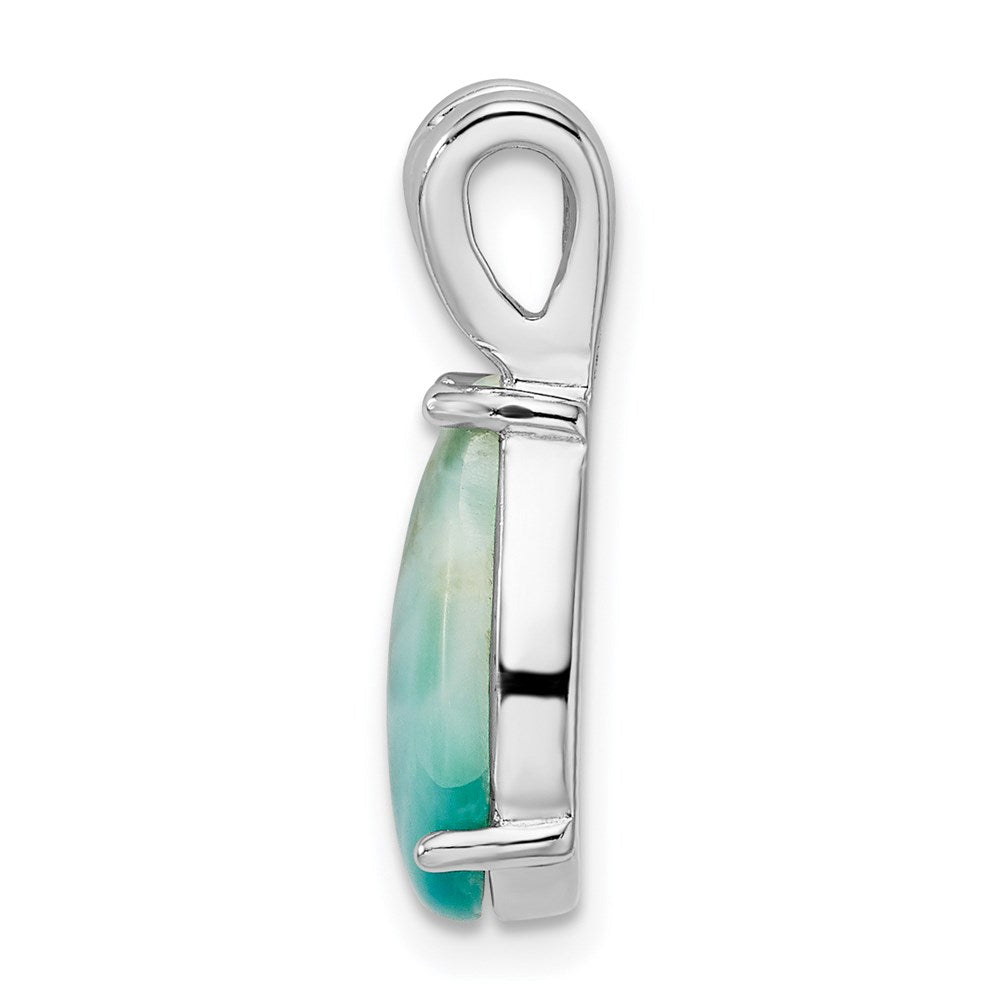 Sterling Silver Rhodium-plated Lab Created Larimar Teardrop Pendant