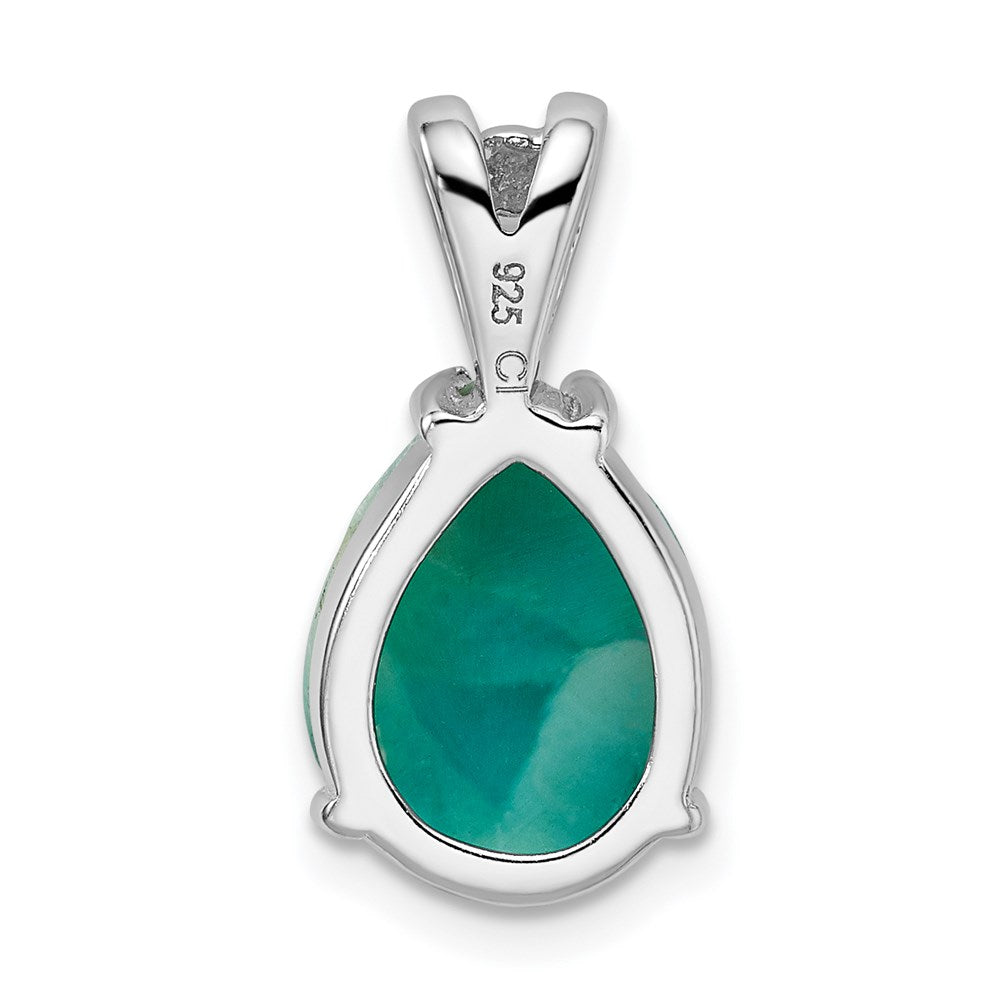Sterling Silver Rhodium-plated Lab Created Larimar Teardrop Pendant