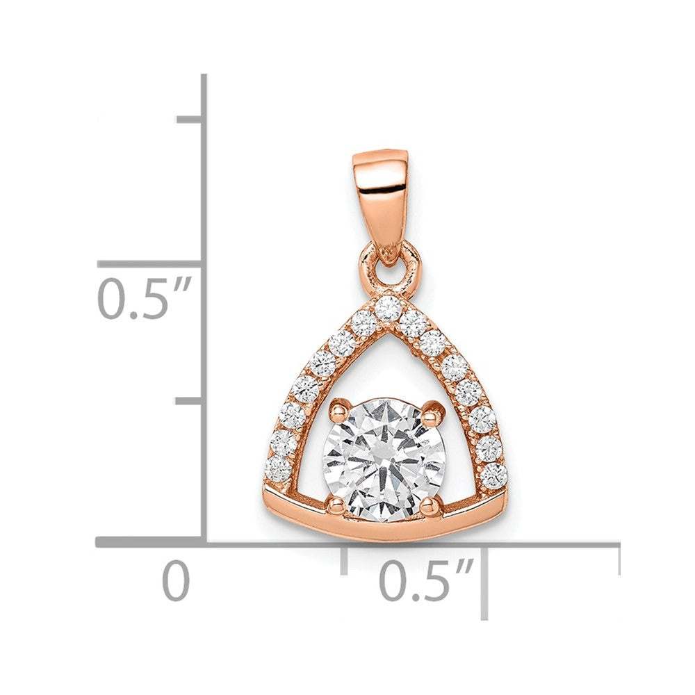 Sterling Silver Rose-tone Triangle CZ Pendant