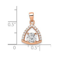 Sterling Silver Rose-tone Triangle CZ Pendant