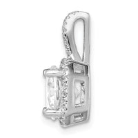 Sterling Silver Rhodium-platedCZ Halo Pendant