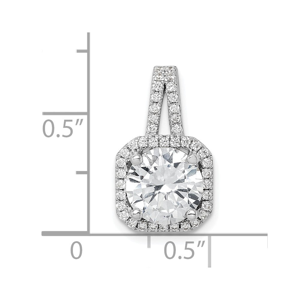 Sterling Silver Rhodium-platedCZ Halo Pendant