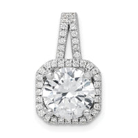 Sterling Silver Rhodium-platedCZ Halo Pendant