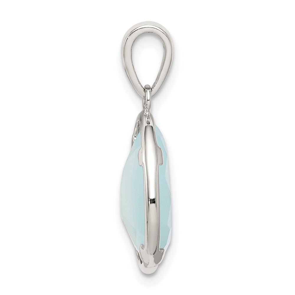 Sterling Silver Blue Chalcedony Stone Pendant