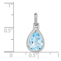 Sterling Silver Rhodium-plated Blue Topaz Teardrop Pendant