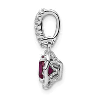 Sterling Silver RH-plated Created Corundum and White CZ Pendant