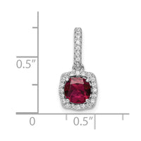Sterling Silver RH-plated Created Corundum and White CZ Pendant