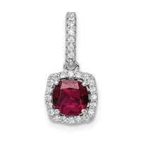 Sterling Silver RH-plated Created Corundum and White CZ Pendant