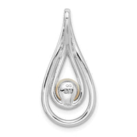 Sterling Silver Rhod-pltd Brushed/Polished 6-7mm FWC Pearl Teardrop Slide
