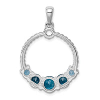 Sterling Silver Rhod-plat London blue and LB topaz Pendant