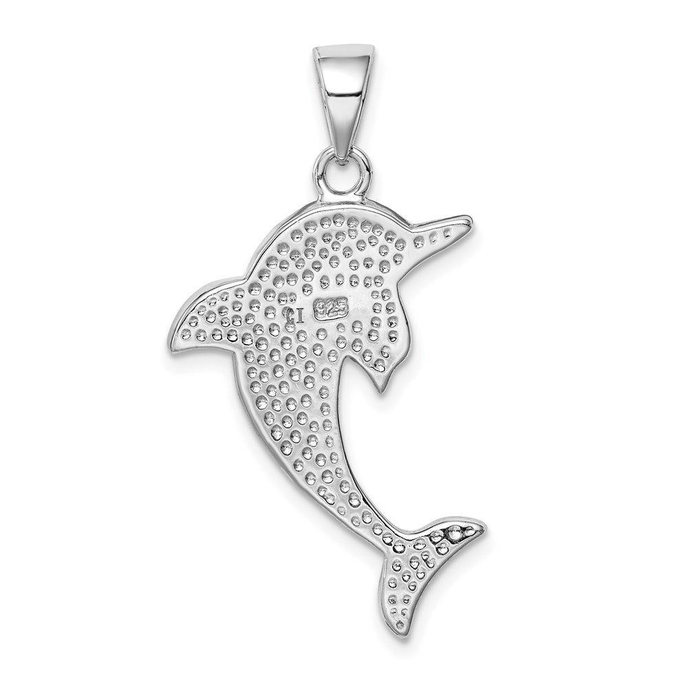 Sterling Silver Rhodium-plated Larimar Dolphin Pendant