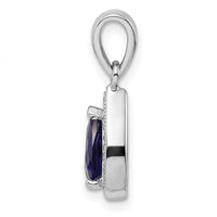Sterling Silver Rhodium Plated Blue and Clear CZ Pendant