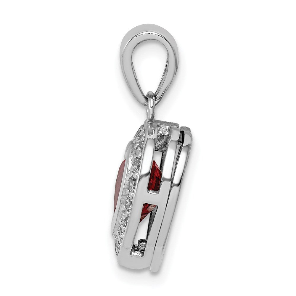Sterling Silver Rhodium Plated Interchangeable CZ Heart Pendant