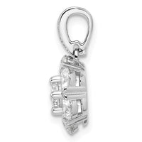 Sterling Silver Polished Rhodium-plated CZ Flower Pendant